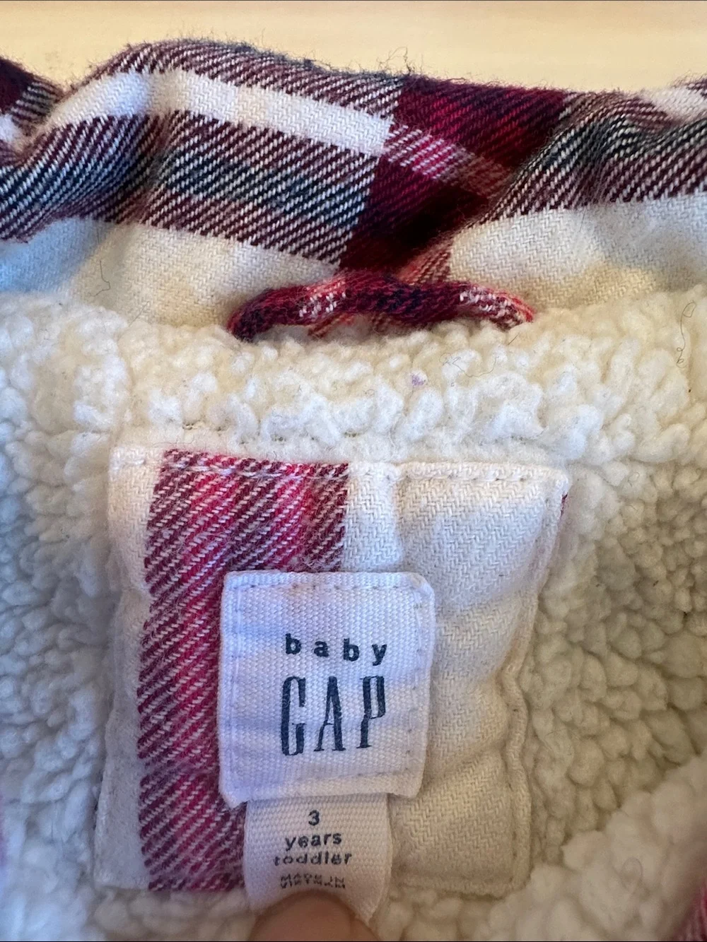 3T Plaid Button-Up Shirt Jacket in Cream & Red - GAP